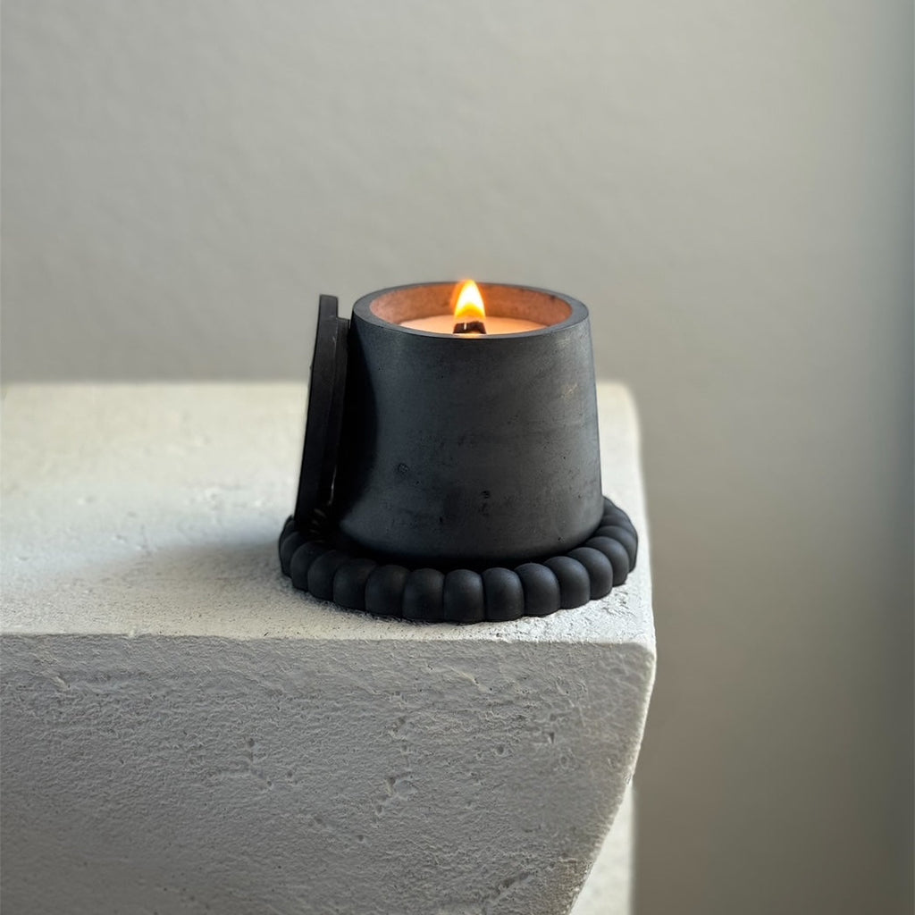 Black elegant cement candle set